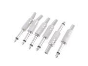 6 Pcs 6.35mm Male Mono Plug Spring DIY Audio Microphone Adapter Connector