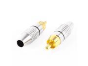 2 Pcs Metal Two Tone RCA Male Plug Coaxical Cable Connector Adapter