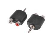 2 Pcs Stereo 3.5mm Male to 2 RCA Female Socket Splitter Plug Connector