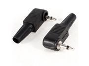 Unique Bargains 2 x Black Right Angle 3.5mm Mono Stereo Male Plug Coax Adapter Connector