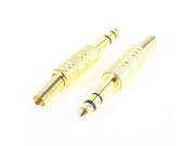 Unique Bargains 2pcs 6.35mm Stereo Male Plug Adapter Audio Cable Spring Connector Gold Tone