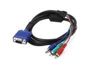 1.5M Long VGA 15 Pin Male to 3 Pin RCA Male Cable