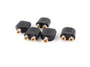 5 Pcs RCA Female to Dual Female Jack Audio AV Adapter Y Splitter Converter Black