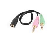 3.5mm Female to Stereo Dual Male Y Splitter Microphone Speaker Cable Black