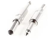 2 Pcs 6.35mm Audio Mono Male Connector Metal Spring End Adapter Silver Tone