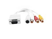 White VGA SVGA Male to 3 RCA 4 Pin S video Female HDTV Converter Cable