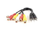 2 Pcs 3.5mm Plug to 3 RCA Female Stereo Adapter Audio Cable 20cm Long