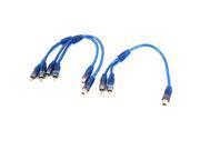 3 Pcs Car Truck 1 RCA Female to 2 RCA Male Jacks Y Splitter Cable Wire Adapter