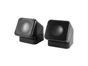 2 Pcs Black Plastic Cube Design USB 2.0 3.5mm Stereo Mini Multimedia Speaker Box