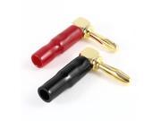 Unique Bargains 2 x Replacement Red Black Screw Design 90 Degree Angled Banana Plug Connector