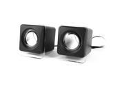 Pair Black Plastic 3.5mm Stereo USB Dynamic Sound Mini Multimedia Cube Speaker