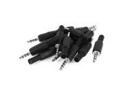 Unique Bargains 15 x Plastic Solder Type 3.5mm Stereo 3 Ring Male Plug Audio Cable Adapter Black