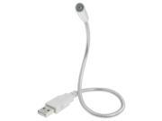 Silver Tone Flexible Gooseneck White LED Light USB Plug Lamp Tqmzt