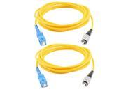 2 Pcs Simplex Single Mode FC to SC Optical Fiber Patch Cable Yellow 3 Meters