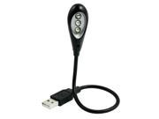 Black Shell Flexible Gooseneck White 3 LED USB Light Lamp