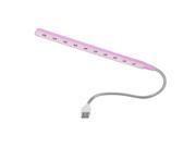 Metal Flexible Gooseneck 10 LED White Light USB Lamp Pink for Notebook PC