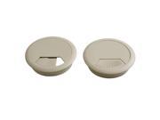 2 Pcs Computer Desk Gray Plastic Grommet Cable Hole Covers 60mm