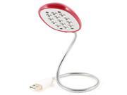 Metal Flexible Neck Red Shell White Light 13 LEDs USB Lamp for Laptop