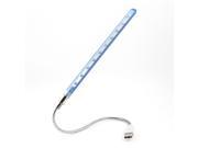 Silver Tone Metal Flexible Neck Blue Plastic Tube White Light 10 LEDs USB Lamp