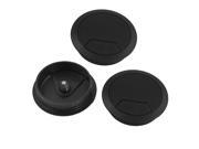 Office Hotel 60mm Diameter Grommet Round Cable Hole Cover Black 3Pcs