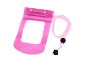 Fuchsia Plastic Water Resistant Bag Pouch Neck Strap for iPhone3G 3GS 4 4G