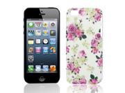 Unique Bargains Fuchsia Green White Flower Pattern Plastic Case Cover for Apple iPhone 5 5G 5th