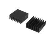 28mm x 28mm x 11mm Black Aluminum Heatsinks Cooling Fins 2 Pcs