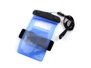 Blue Waterproof Phone Smartphone Pouch Dry Bag Case w Neck Strap Armband