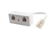 RJ11 6P4C Double Female to RJ45 8P4C Male Coupler Converter Adapter Cord White