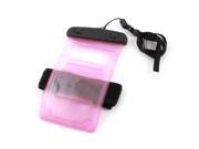 Clear Pink Waterproof Phone Smartphone Pouch Dry Bag Cover w Neck Strap Armband