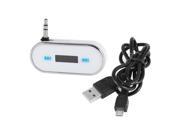 LCD Display Wireless 3.5mm FM Transmitter White for Smartphone MP3 MP4