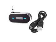 Smartphone 3.5mm Foldable Audio Jack Plug Handsfree Radio FM Transmitter Black