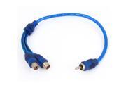 32cm Long Blue Male to 2 Female RCA Speaker Y Splitter Cable Adapte