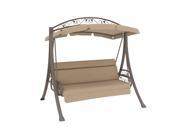 CorLiving PNT 803 S Nantucket Patio Swing with Arched Canopy in Beige