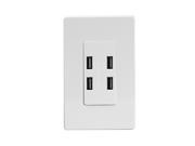 Enerlites 4A High Speed 4 Port USB In Wall Charger with Child Safe Screwless Wall Plate White