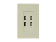 Enerlites 4A High Speed 4 Port USB In Wall Charger with Child Safe Screwless Wall Plate Ivory