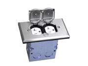 F Box Flip Lid Kit with 20A TR & WR Duplex Outlet;125V Tamper & Weather Resistant Dual Receptacle, Nickel Plated Brass Cover; UL Listed F Box Flip Lid Kit with 20A TR & WR Duplex Outlet;125V Tamper & Weather Resistant Dual Receptacle, Nickel Plated Brass Cover; UL Listed