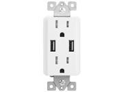 TOPGREENER Dual USB Charger Wall Outlet 15A Tamper Resistant TR Receptacle Outlet TOPGRENER 2.1A USB Wall Outlet with 15A. TU2152A W White