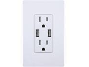 TOPGREENER High Speed USB Charger Outlet with 15A Duplex Tamper Resistant Receptacle 4A USB Wall Outlet with TR Receptacle TU2154A W White