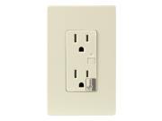 Enerwave ZW15R Z Wave Wireless 120VAC 15A Temper Resistant TR Duplex Receptacle with Two Free Wall Plates Light Almond