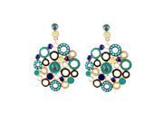 Colorful Enamel and Beads Hollow out Flower Alloy Drop Earrings