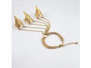 Designer jewelry bijoux women vintage individual punk style gold color alloy spike long chain bracelet sets