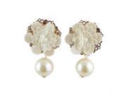Bijoux Women Designer Jewelry Gold Color Alloy White Imitation Pearl Flower Dangle Earrings for Women