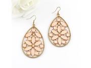 Fashion Jewelry Elegant Gold Filled Alloy Pink Big Imitation Gemstone Dangle Earrings for Women