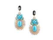 Designer Jewelry Hot Selling Graceful Gold Color Alloy Blue Big Imitation Gemstone Spike Punk Dangle Earrings for Women