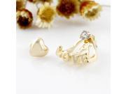 Distinctive Gold Color Alloy Rhinestone LOVE Letters and Heart Stud Earrings for Women