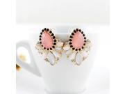 Designer Jewelry Mother s Day Gift Fashionable Gold Color Alloy Pink White Big Imitation Gemstone Drop Earring for Women
