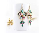 New Design Bijoux Fashion Gold Color Alloy Colorful Imitation Gemstone Traditional Style Stud Earrings For Women