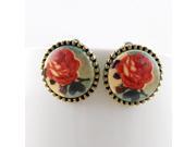 Vintage jewelry hot selling antique gold color alloy aulic flower rhinestone stud earrings for women