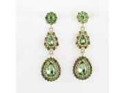 Designer Jewelry Graceful Gold Color Alloy Green Imitation Gemstone Water Drop Shape Flower Dangle Earring for Women